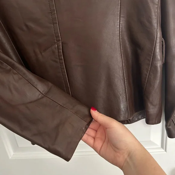 Vintage J.Crew Leather Brown Blazer - Picture 6 of 9